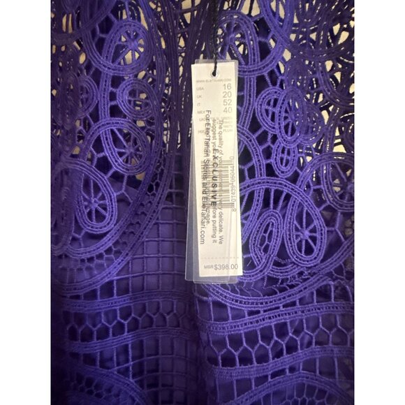 Elie Tahari Plum Lace Fit & Flare Sleeveless Dress Size 16 Elegant Design - Picture 4 of 10